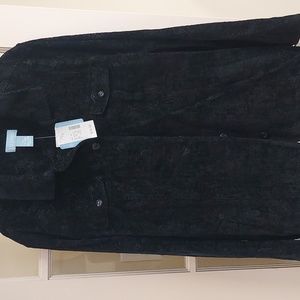 NWT LIZ & ME Black Paisley Full Button Jacket